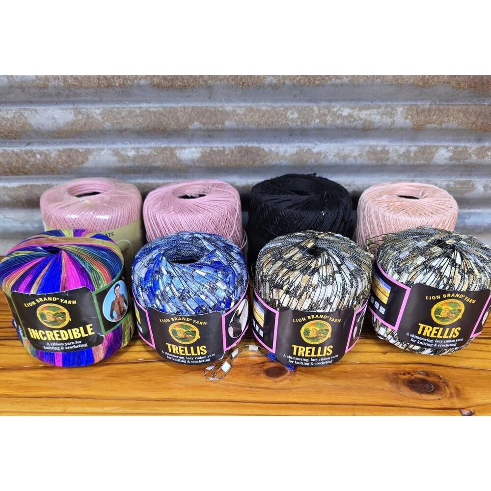 NEW LOT Of 8 Skeins Lion Brand Incredible Ribbon Yarn Carnival Campagne Ocean